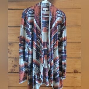 Lucky Brand Striped Red and Purple Cardigan